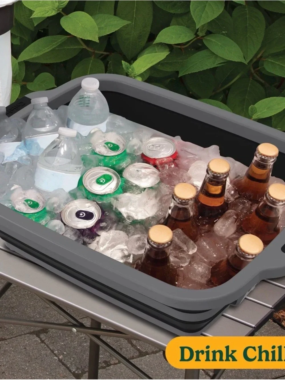 Collapsible 4-in-1 Gray Multi-Purpose Serving & Cooler Tray